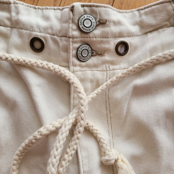 Kensie Cream Paperbag Wide Leg Crop Jeans - Picture 4 of 16